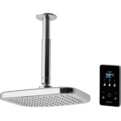 Triton Envi 9.0Kw Thermo Matt Silver Electric Shower c/w Ceiling Fed Fixed Head