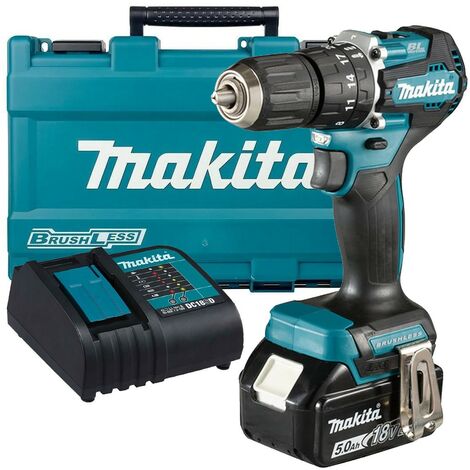 Makita DHP487 18V LXT Lithium Brushless Combi Hammer Drill Sub Compact 1 x 5AH (1/5)