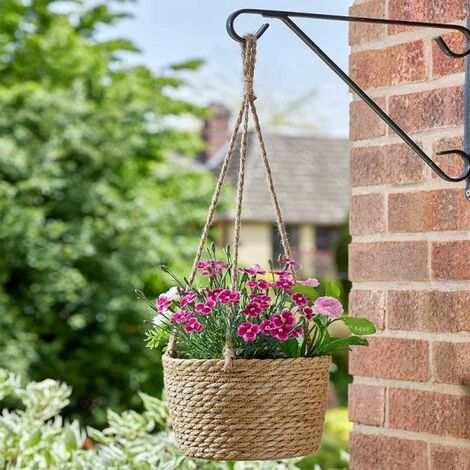 Smart Garden 20cm 8 Inch Weaver Woven Jute Hanging Pot Basket Planter Lined (1/3)