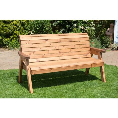 Charles Taylor Wooden Garden 3 Seater Bench Seat Armchair Traditonal Brown FP