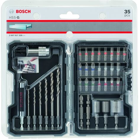 Bosch – 35-piece HSS-G drill bit and screwdriver bit set – S2 modified steel for high torque – Precision-ground for fast drilling in metal and plastics (1/5)