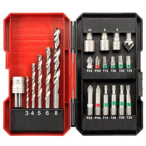 Einhell KWB 22 Piece HSS Drill Screwdriver Bit Set PZ2 PH2 T20 Nut Driver + Case