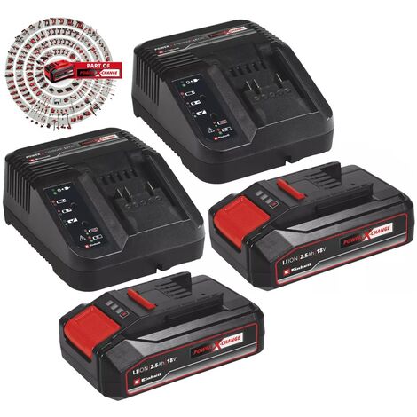 Einhell 18v / 36v Power X-Change Kit - 2x 2.5Ah Battery + 2x 3ah Fast Charger (1/5)