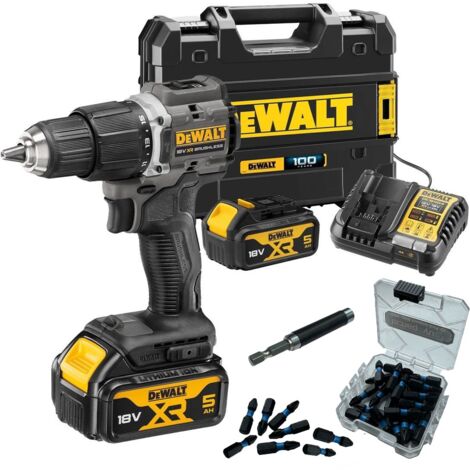 Dewalt DCD100P2T Black 18v XR Brushless Compact Combi Hammer Drill + 25PC Set