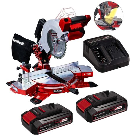 Einhell 18V 2x 2.5Ah 210mm Mitre Saw Set Battery Charger TE-MS18/210 Cordless (1/5)
