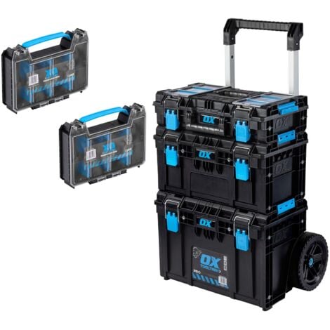 Ox Pro Tooltrek Modular Deep Tool Box + Wheeled Box + Shallow Box + x2 Organiser