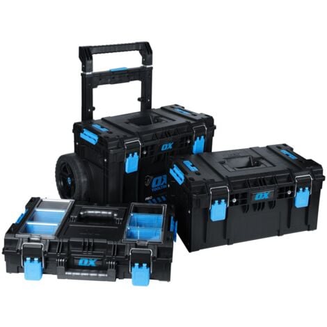 Ox Pro Tooltrek Modular Deep Tool Box + Wheeled Box + Shallow Box + x2 Organiser