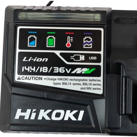 HiKOKI UC18YSL3 18V Rapid Smart Charger for Slide Li-ion Battery 14.4-18V USB