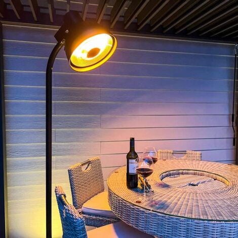 Vaunt Premium Industrial Lamp Black Patio Heater Remote Controlled 3 Heats 240v