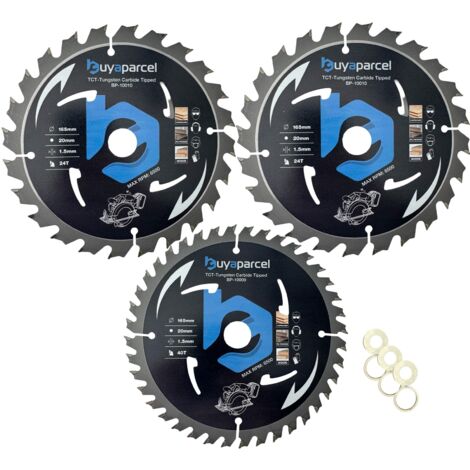 BAP Cordless Circular Saw Blade 3PK 165mm X 20 24 + 40 Teeth TCT Carbide Tipped (1/5)