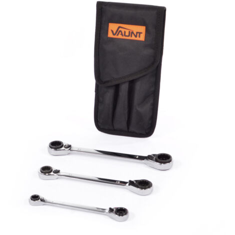 Vaunt Spanners V1448000 3 Piece Reversible Ratchet Spanner Set in Wallet (1/5)