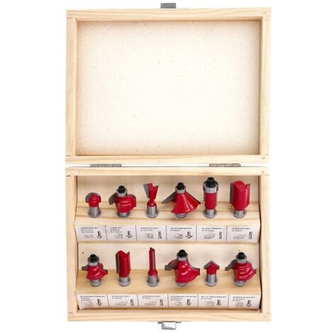 Draper 12 Piece 1/2" TCT Router Bit Set - Assorted Profiles In Storage Case