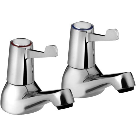 Bristan Lever Basin Pillar Taps Utility Taps Chrome Plated with Metal Back Nut (1/4)