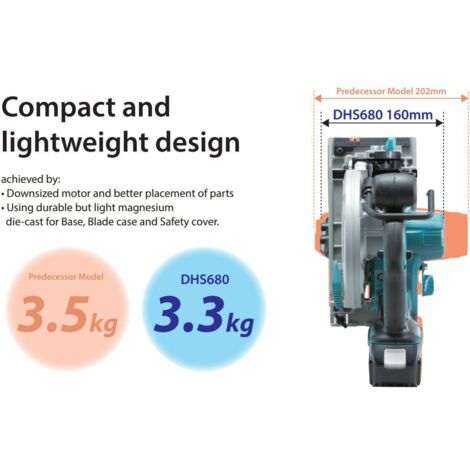 Makita DHS680Z 18v Lithium Brushless Circular Saw 165mm Bare + Specialized Blade