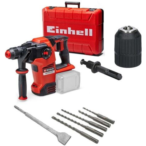 Einhell 18v 36V X-Change Cordless SDS Hammer Drill + SDS Bits Chisel + Chuck