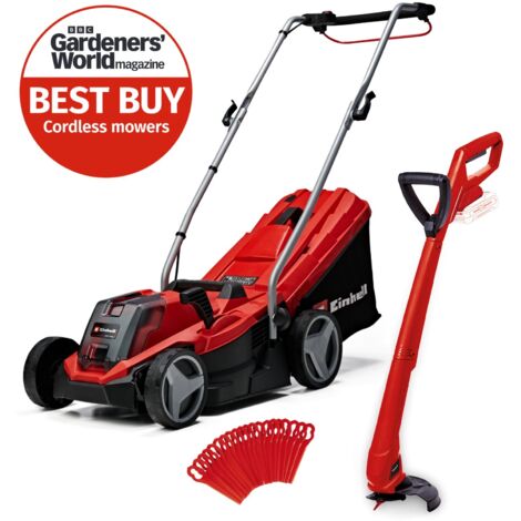 Einhell 18v Cordless Lawnmower 33cm Power X-Change Lawn Mower + Strimmer - Bare