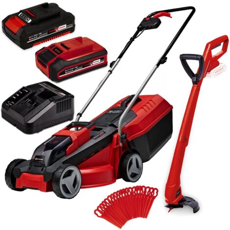 Einhell Cordless 18v Lawnmower 30cm Cut Brushless + Grass Trimmer 2x Batteries (1/5)