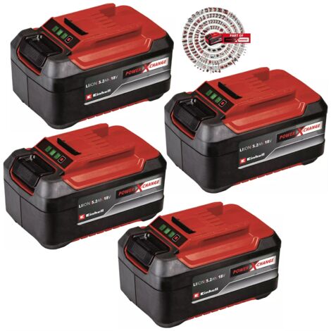 Einhell 4 X 5.2Ah PLUS 18V Battery Power X-Change Rechargeable Dust Resistant (1/5)