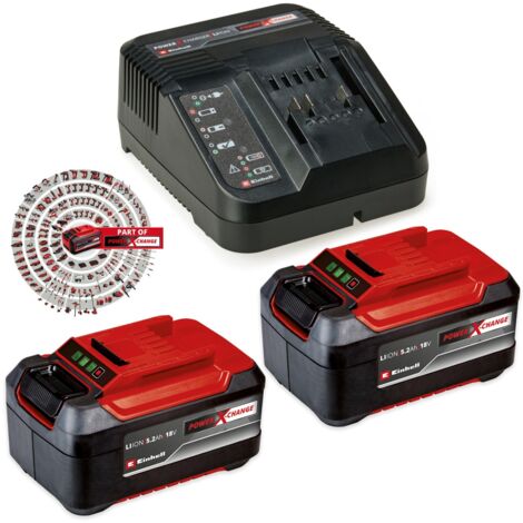 Einhell 2 x 5.2Ah PLUS 18V Battery Power X-Change Starter Kit + 3ah PXC Charger (1/5)
