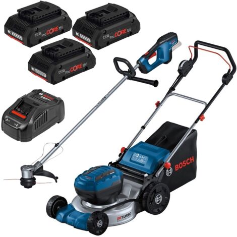 Bosch GRA 18V2-46 Cordless Lawn Mower + GRT18V-33 Brushless Strimmer + 3x 4AH (1/5)