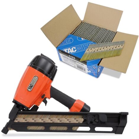 Tacwise KDH90V 2nd Fix Angled Strip Pneumatic Nail Gun Nailer + 2200 Ring Nails
