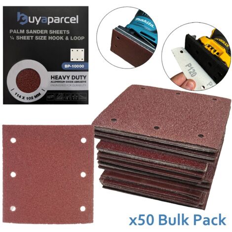 50 x 240 Grit 114mm x 102 1/4"" Sheet Palm Sander Fine Sanding Sheets Hook Loop (1/5)