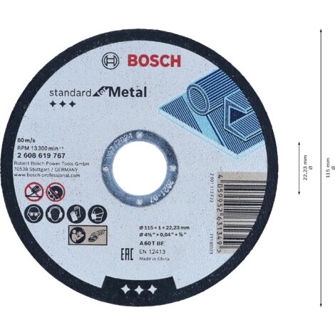 Bosch – Metal cutting disc 115mm x 1.0mm x 22.23mm – For cutting sheet metal and stainless steel – Compatible with angle grinders – Professional use (1/5)