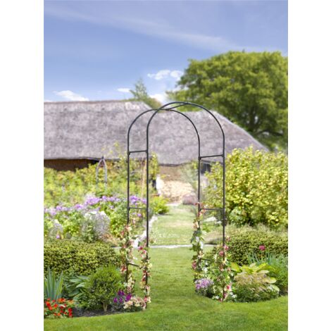 Smart Garden Chelsea Metal Black Garden Arch Pergola Grey Plant Support