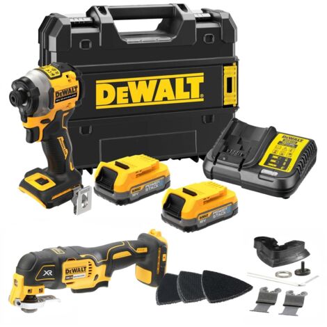 Dewalt DCF850E2T 18v XR Brushless Powerstack Impact Driver + DCS355N Multi Tool (1/5)