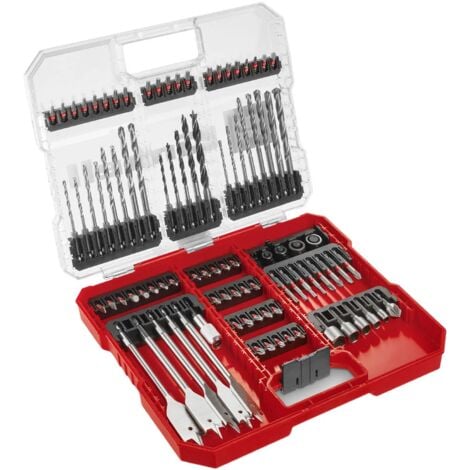 Einhell Premium KWB 95 Piece Drill Bit Set Masonry HSS Flat Brad Wood Bits +Case