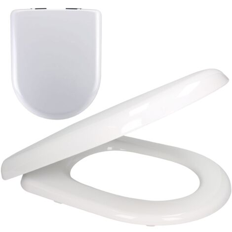 Luxury White Soft Close WC Toilet Seat D Shape Top & Bottom Adjustable Hinges (1/5)