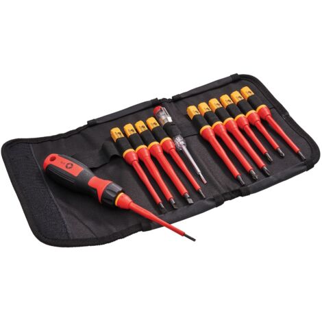 Faithfull FAISDVDES13W Interchangeable VDE Screwdriver Set 13 Piece in Wallet