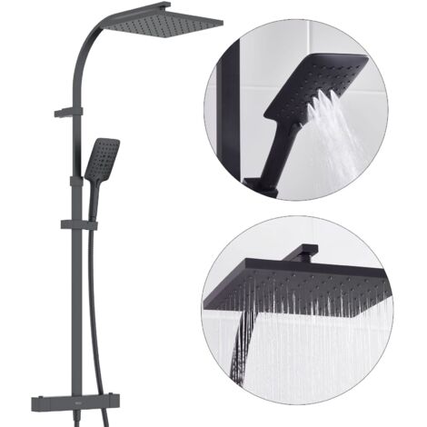 Bristan Quadrato Safe Touch Bar Shower Mixer Matt Black + Diverter Square