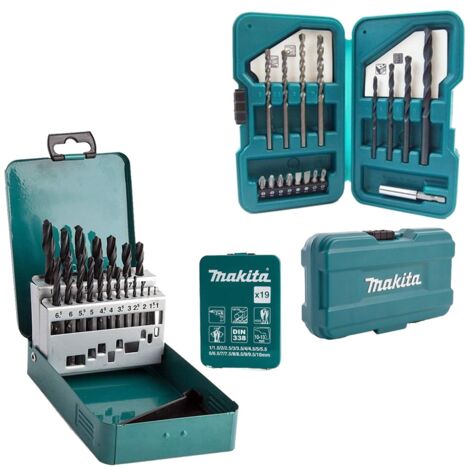 Makita D-54081 HSS 19 PC Ground Point + D-45858 17 PC Drill Masonry Wood Metal (1/5)