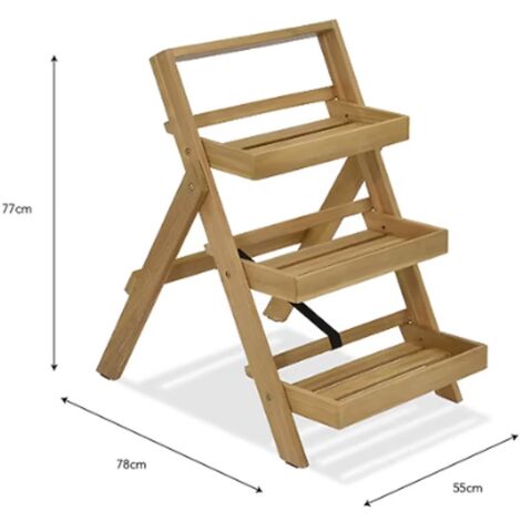 Garden Trading Titchberry Folding Flower Pot Plant Stand Small Wooden Natural