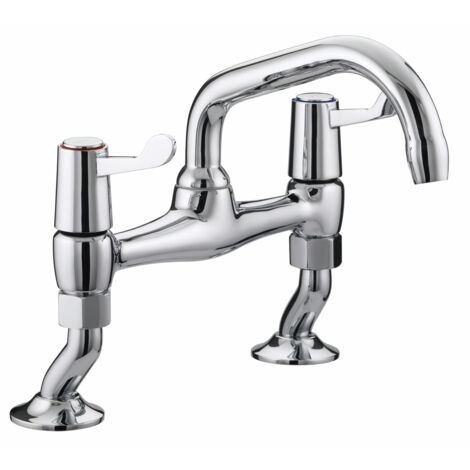 Bristan Lever Pillar Bridge Sink Mixer with Ceramic Disc Valves Chrome Plated