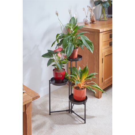 Smart Garden Triple Flower Pot Plant Stand Black Metal Garden Indoor Outdoor (1/3)