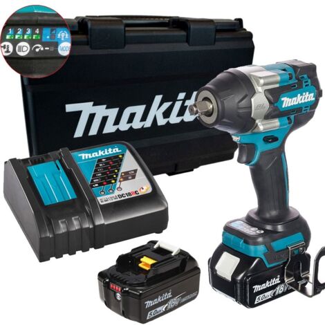 Makita DTW700RTE 18v LXT Brushless Impact Wrench 1/2"" Drive 4 Stage 2 x 5ah (1/5)