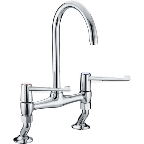 Bristan VAL2 BRDSM C 6 CD Long Lever Bridge Deck Sink Mixer Chrome Kitchen Tap
