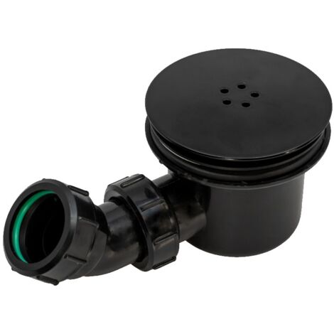 90mm Shower Waste Fast Flow Matt Black Domed Top Finish Trap for Shower Tray (1/4)