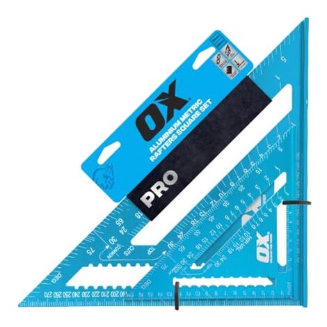 OX Tools OX-P634701 Pro Aluminium Metric Rafters Square Set ‚Äì 180mm