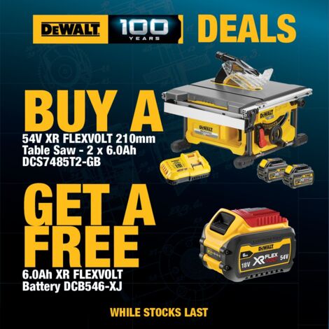 Dewalt DCS7485T2 54v XR FlexVolt Portable Table Saw Cordless 3 x 6.0ah Batteries (1/3)