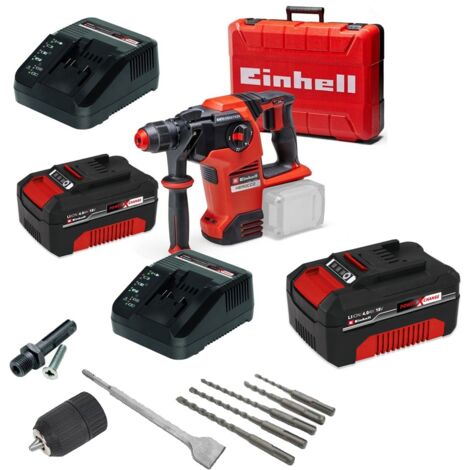 Einhell 18v 36V X-Change Cordless SDS Hammer Drill Kit + SDS Bits Chisel + Chuck