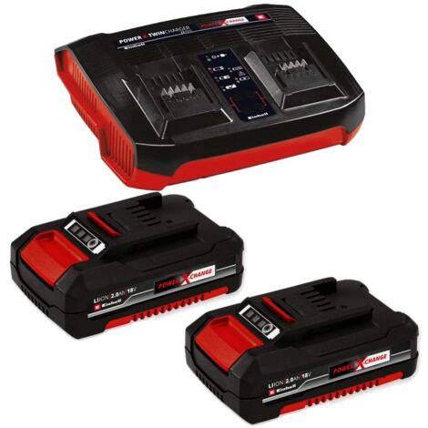 Einhell 18v Power X-Change Starter Kit 2x 2.0Ah Battery + Dual Port Twin Charger (1/5)