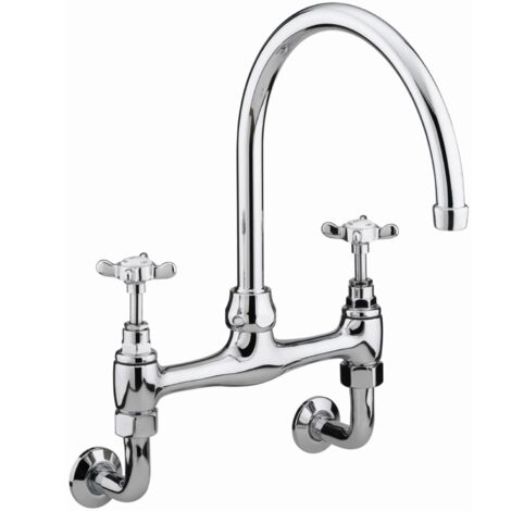 Bristan 1901 Chrome Wall Mounted Bridge Kitchen Sink Mixer Tap - N-WMDSM-C (1/2)