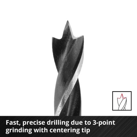 Einhell Premium KWB 10 Piece Brad Wood Drill Bit Set Carbide 175mm Clear S-Case