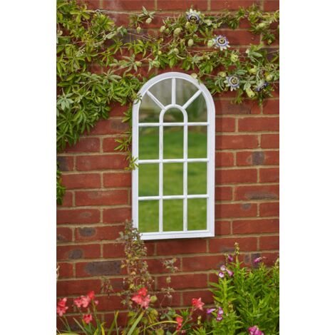 Smart Garden Silvergris Arched Wall Panelled Mirror White Garden Outdoor Indoor