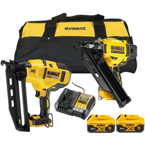 DeWalt DCK246P2-GB 18V Brushless Nailer Twin Pack With 2x 5.0Ah Batteries