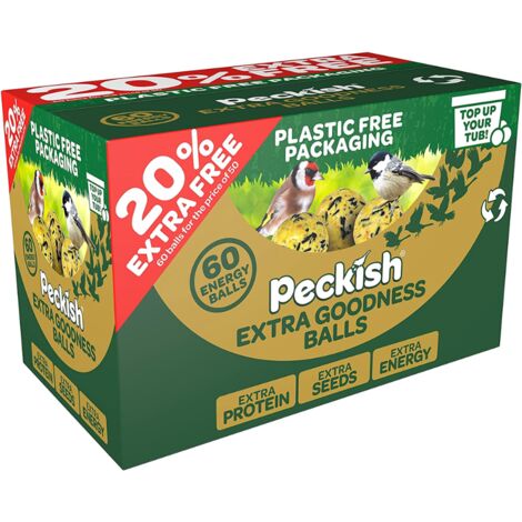 Peckish 60 x Extra Goodness Energy Suet Fat Ball Bird Food Peanut Sunflower Seed