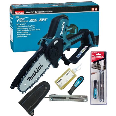 Makita DUC150Z 18v Cordless Brushless Chainsaw Pruning Saw 150mm 6"" + Sharpener